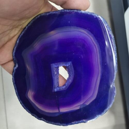 12-15cm Agate Slice Blue Red Yellow Agate Coaster Teacup Tray Decorative Design Stones Gold Edges Home Decor Gemstones Gifts