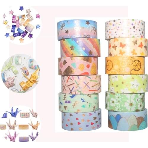 12 Rolls Washi Tape Set Golden Foil Decorative Masking Tapes For Gift Wrappings Scrapbooking Material DIY Craft Origami Paper