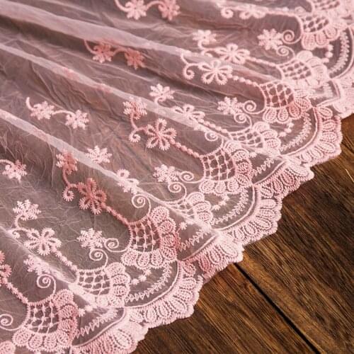 15Yards Cloth Lace Trim Embroidered White Black Pink Fabric Width 32CM Clothing Dress Curtains Diy Sewing Accessories