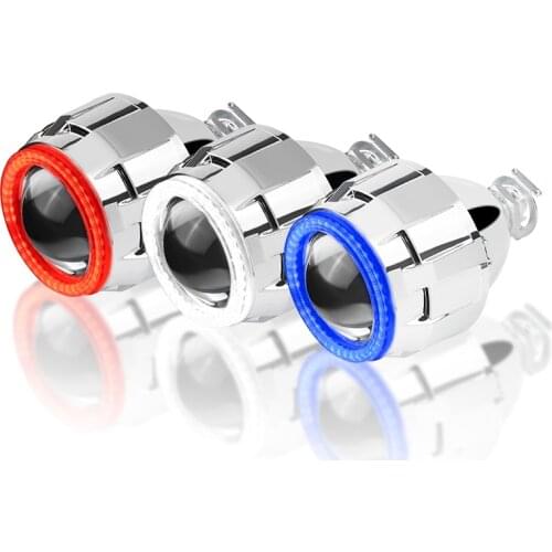 2.5 inch Bi-Xenon Projector LensLED Angel Eye Headlight Car Styling H4 H7 Socket H1 Bulbs LHD RHD Headlights 6000K 2PCS