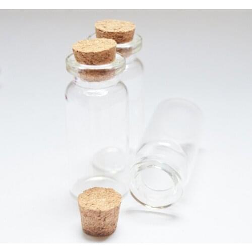 20pcs Cork Stopper 10ml Clear Glass Drifting Bottle Cute Jars Containers Small Wishing Vial