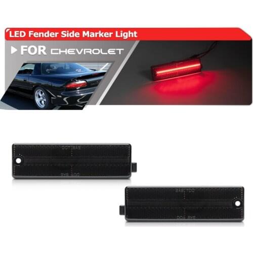 2x Smoked Lens Rear Bumper Red Led Fender Side Marker Lights For Chevrolet Chevy Camaro 1993-2002 OEM: 5976009 5976010