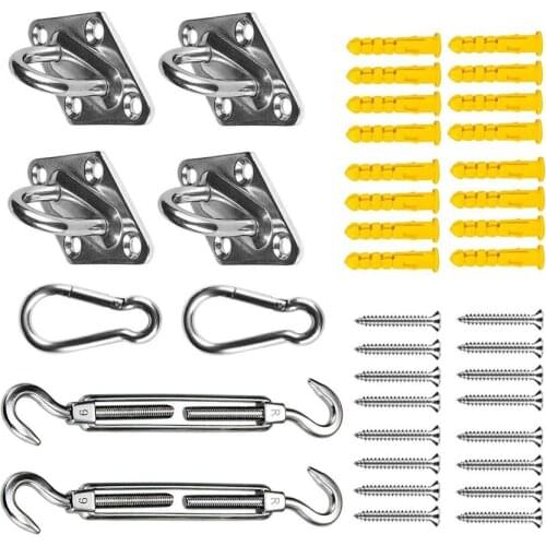 40Pcs/set Sun Shade Sail Canopy Accessories 304 Stainless Steel Outdoor Camping Shelters Hardware Kit Turnbuckle Pad Screws Set