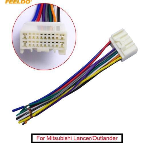 FEELDO 1PC Car Radio Audio CD Power Wire Harness Adapter For Mitsubishi Lancer/Outlander/Mirage Toyota Crown/ Land Cruiser/Prado
