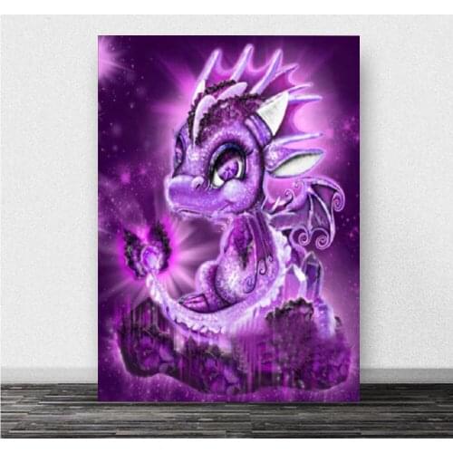 Amethyst Background Dragon Wall Paintings Diamond Painting Full Square Round Drill 5D Diy Diamond Embroidery Diamond Mosaic X82