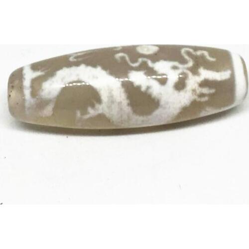 White Color Natural Agate Stone 14mm*40mm Dragon Patterns Amulet Tibetan Dzi Beads for Bracelet DIY Jewelry