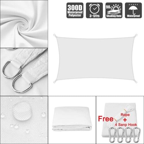 White Rectangle Waterproof sun Sunshade Protection Outdoor Canopy Garden Patio Pool Shade Sail Awning Camping
