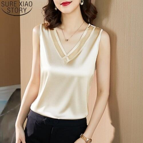 V-neck Embroidery Blouses Satin Blouses Women 2021 New Plus Size Silk Blouse Tops Woman Lace Casual Tops Solid Blusas 13742