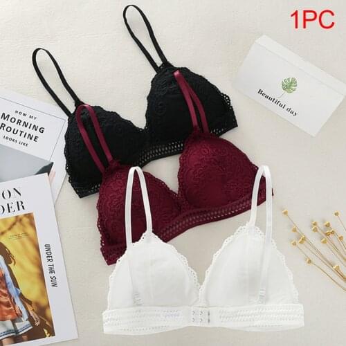 Women Bralette French Style Lace Bra Girls Triangle Cup Lingerie Deep V Wireless Underwear Soft Thin Seamless Bra Push Up Bra