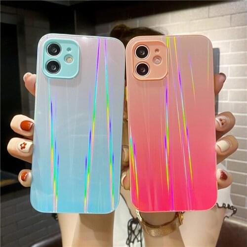 Case For Apple iPhone 12 Pro Max 11 XS XR 8 7 Plus Luxury 3D Laser Aurora Glass Hard Protect Cover