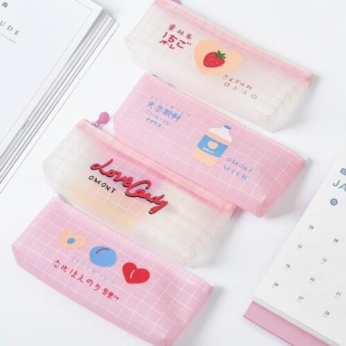 Love Candy Milk Pink Balloon Strawberry Pencil Case Stationery Storage Organizer Pencil Bag School Office Supply Pencil Bags