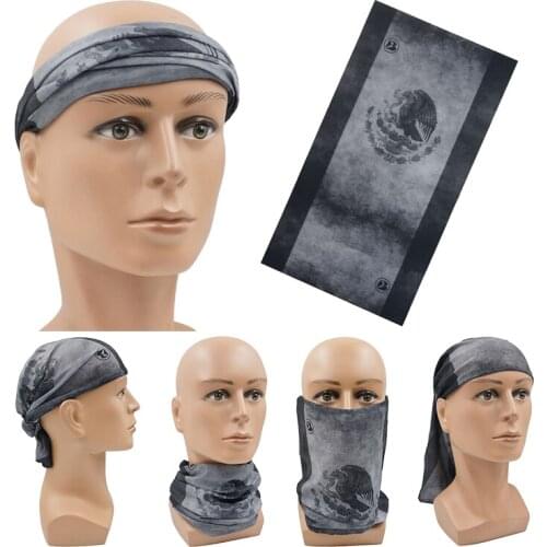 Black White Mexican Flag Neck Scarf Mexico Tourism Small Gift for Friend Male/female Headband Support Customization MOQ 50PCS