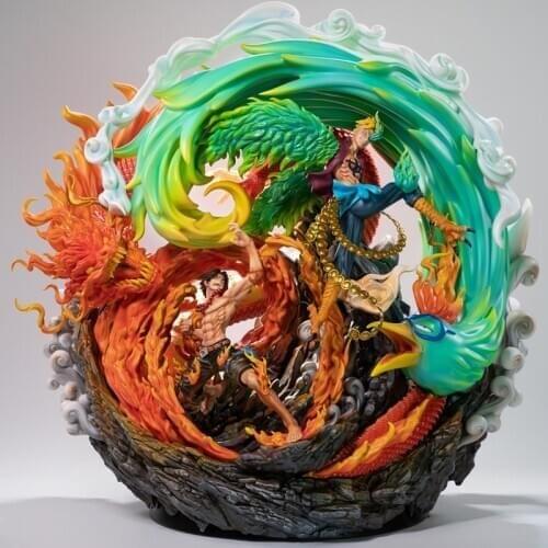 ONE PIECE GK Statue Whitebeard Pirates Fire Punch Portgas D Ace And Phoenix Marco Resin Action Figure Collection Model Toys C310
