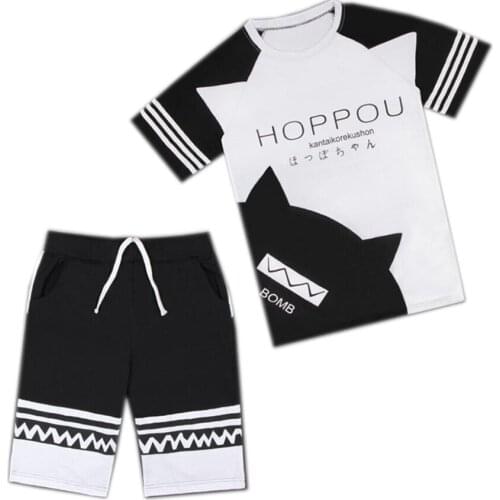 Cute Unicorn Kantai Collection t shirt + pants hoppou cosplay set casual t-shirt trousers unisex clothes anime summer tops tees