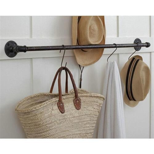Wrought iron water pipes, hangers, wall hangings, ancient clothes, hooks, display racks, wall hangers, hanging clothes, single p