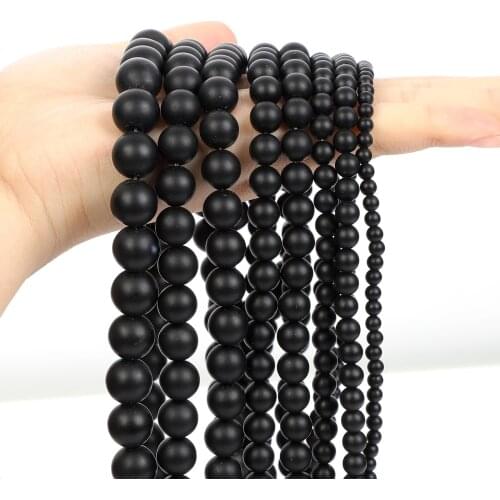 Matte Frosted Black Agates Natural Onyx Beads Round Loose Spacer Bead For Jewelry Making Bracelets DIY Charm Accessories 4-12MM
