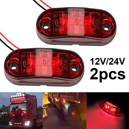 Powerful 1 Pair LED Side Marker Lamp Warning Lights 12V- 24V Red Yellow White Side Clearance Marker Lamp For Trailer Truck