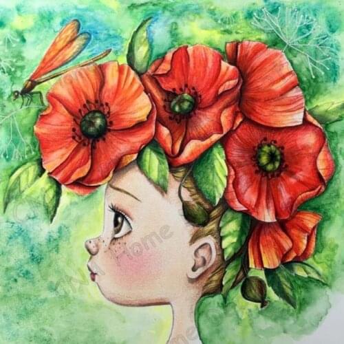 Flower Cartoon Girls 5D Diy Diamond Painting Drill Resin Embroidery diamond Pattern Kits wedding deraction stickers