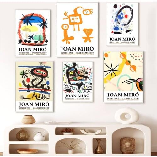 Joan Miro Gallery Exhibition Color Block Wall Art Canvas Painting Nordic Posters And Prints Wall Pictures For Living Room Decor