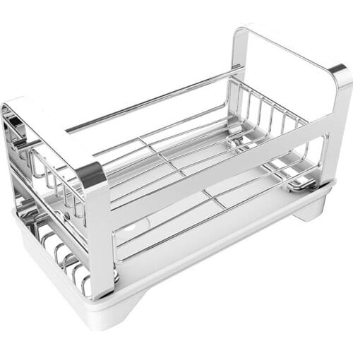 Stainless Steel Sink Caddy Sink Organizer,Holds Sponge for Kitchen Sink with Dish Cloth Hanger Soap Holder Rack