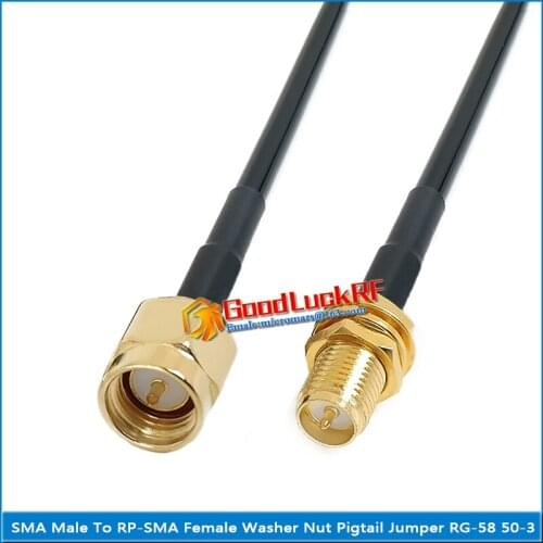 SMA Male to RPSMA RP-SMA Female Washer O-ring Bulkhead Mount Nut Pigtail Jumper RG-58 RG58 3D-FB Extend cable 50 Ohm copper