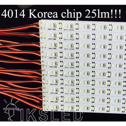 SMD 4014 led strip 50cm*5pcs tfree shipping Rigid Bar Double Row LED 4014 Hard Strip Light 72 LEDS White 12V