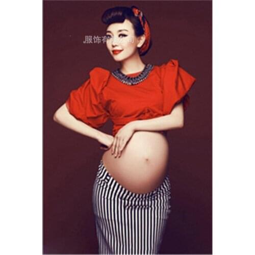 Casual Sexy Maternity Dresses Retro Ruffles Pregnancy Dress Autumn Long Sleeve Maternity Clothes For Pregnant Women Photography