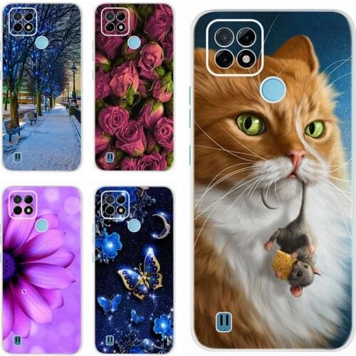 Realme C21Y Case RMX3261 Cute Cat Butterfly Phone Cases Soft Slim Fundas For Oppo Realme C21Y C 21Y Back Cover RealmeC21Y Coque
