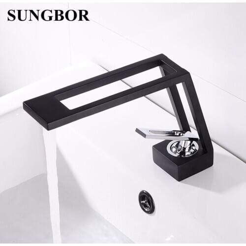Luxury bathroom faucet hollow design basin bathroom faucet cold & hot sink water mixer single handle deck mounted black AL-0292H