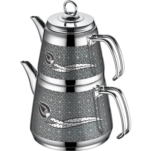 FAMILY / BIG SIZE - Turkish Tea Maker Teapot Set 18/10 Cr-Ni Stainless Steel A+ BEST QUALITY Tea pot Made in Turkey