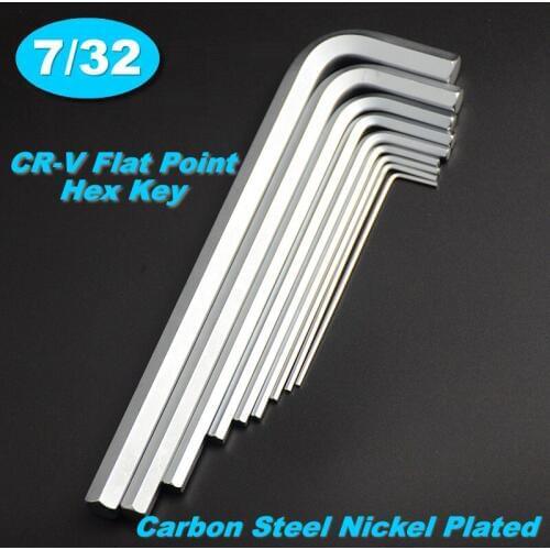 10pcs/lot 7/32 CR-V Flat Point Carbon Steel Nickel Plated Hex Key Allen Wrench Inch
