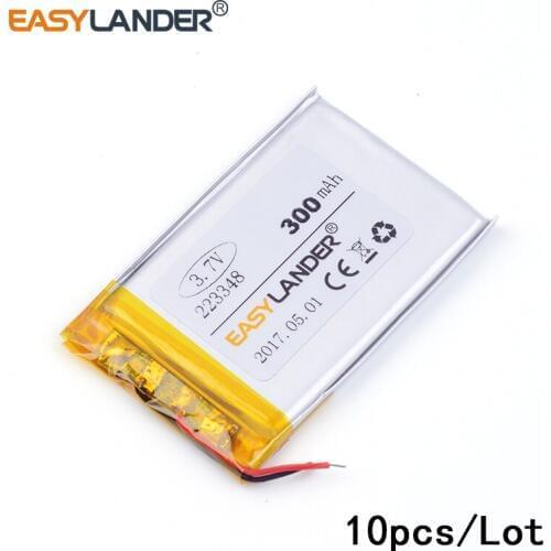 10pcs/Lot 3.7v lithium Li ion polymer rechargeable battery 223348 300mAh cell phone 300 mA high-capacity ultra-slim A product