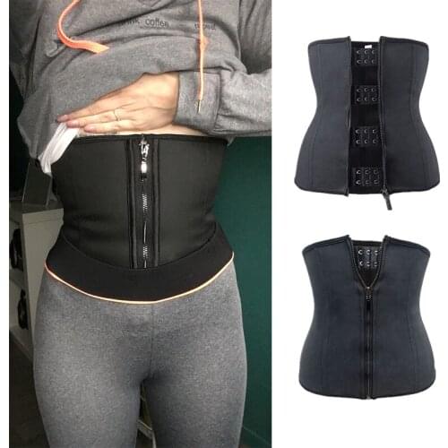 Slim Shapewear Corset Cincher Zipper Body Shaper Women Waist Trainer Weight Loss Latex 9 Steel Boned Belly Tummy Control Belt