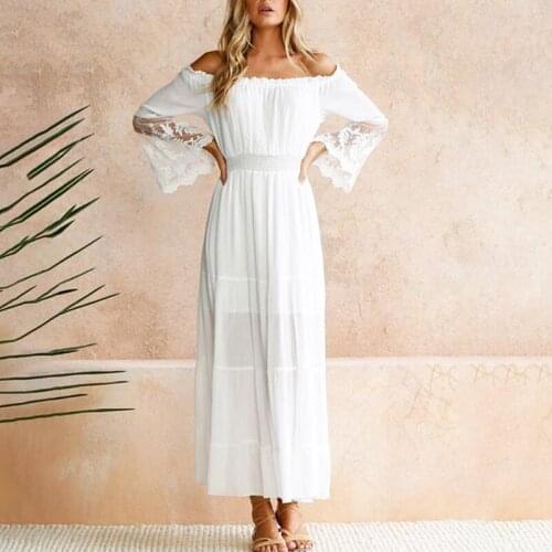 Formal Dress With Open Shoulders Women Elegant Lace Mesh Embroidery Dress Party Night Sukienka A Line Maxi Pleated Dress Frill