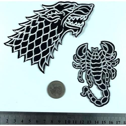 10pcs/lot Anime Embroidery Patch Wolf Dog Scorpion Animal Clothing Decoration Sewing Accessories Diy Iron Heat Transfer Applique