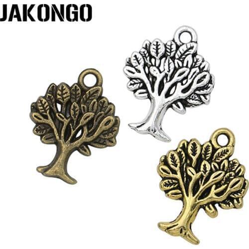 JAKONGO Antique Gold Color Tree of Life Charm Pendant Making Bracelets Jewelry Findings Accessories DIY 22*17mm