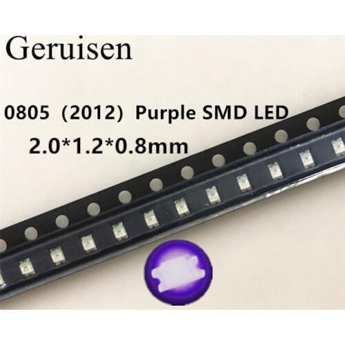 100PCS/LOT SMD SMT UV/Purple 0805 Super bright LED lamp light 2.0*1.2*0.8mm 390-410nm smd 0805 led 0805 uv 0805 purple