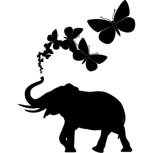 12.6cm*16.5cm Elephant Animal Car Accessories Decor Stickers Decals Black/Silver S3-6114