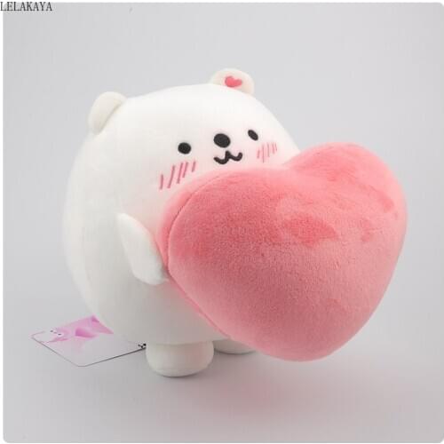 20cm Kawaii Penguin Polar Bear with Heart Plush Toys Stuffed Cartoon Animal Soft Down Cotton Pillow Cushion Doll Christmas Gifts