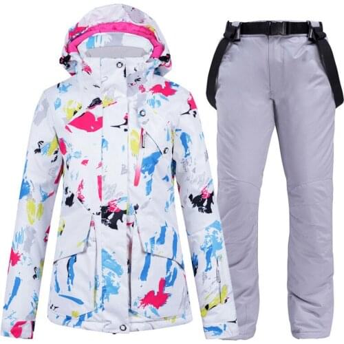 2021 Thick Warm Ski Suit Women Waterproof Windproof Skiing and Snowboarding Jacket Pants Set Female Snow Costumes Outdoor Wear