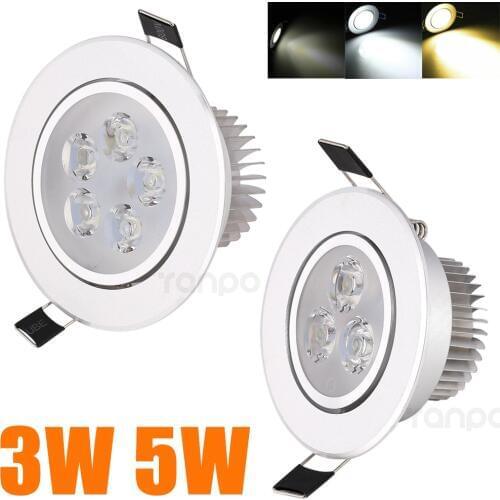 3W 5W LED Recessed Ceiling Down Light Panel Lamp Cool Warm White 220V 110V with Driver Downlight Spotlight for Home Office Hotel