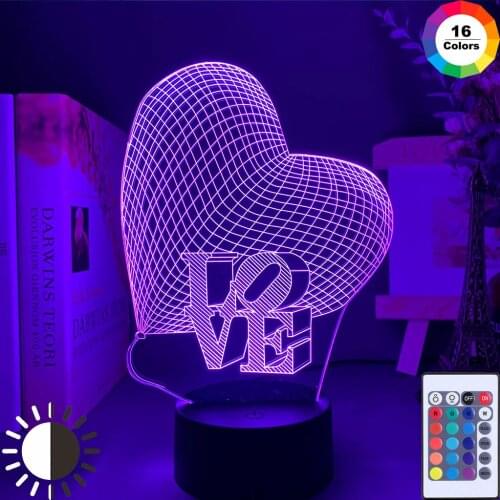 Love Heart 3D Night Lamp Hologram Illusion Color Changing Nightlight for Home Decoration Unique Gift for Her Baby Night Light
