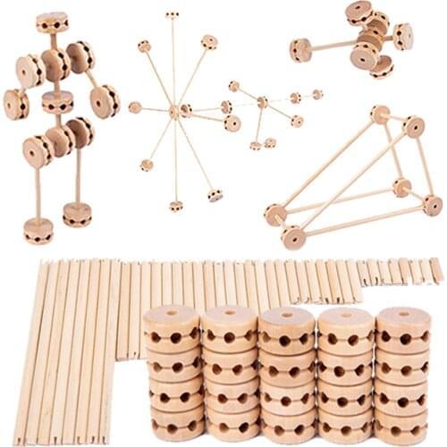 3D Construct Fort Wooden Buliding Blocks Toys Creative Diy Assemble Castles Stick Blocks Children Educational Montessori Games