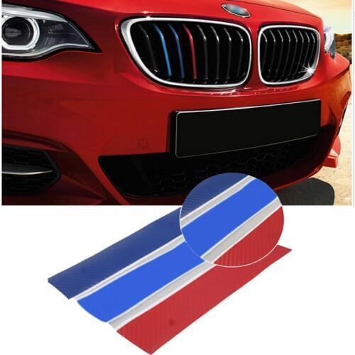 3psc ///M 3D Carbon Fiber Front Grill Stripes Sticker For Universal BMW e46 X3 X4 X5 X6 Front Grille Sticker For BMW Car Styling