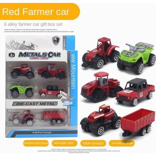 6 Styles Of Alloy Car Model Set Pull Back Inertia Car City Traffic Farm Farmer Car Toy