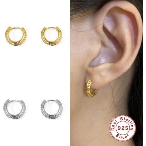 Aide 925 Sterling Silver Hoop Earrings For Women Simple Retro Hollow Trendy Earrings Fine Jewelry Wholesale Kolczyki Damskie