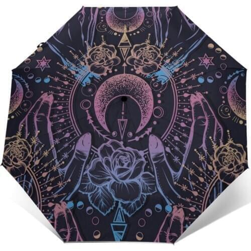 Automatic Umbrella Magical Astrology Alchemy, Spirituality And Occultism three-fold umbrella women men rain umbrella