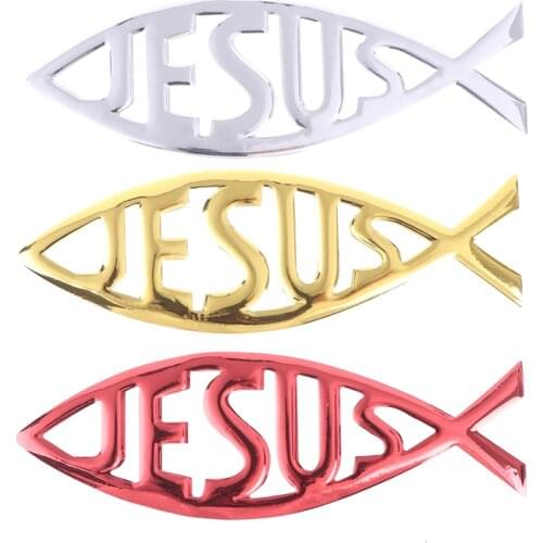 Car styling Jesus Fish Symbol Logo Car Emblem Badge Sticker Decal Universal 3D Christian Car & Truck Decorative Sticker