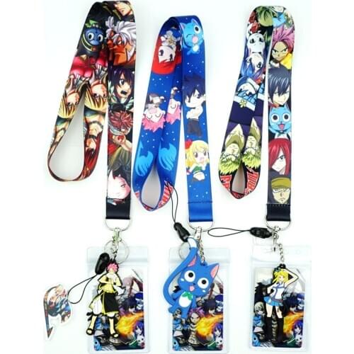 Anime Cartoon FAIRY TAIL Neck Strap Lanyard for Keys USB ID Card Badge Holder Mobile Phone Straps Webbing Necklace Keychain Gift