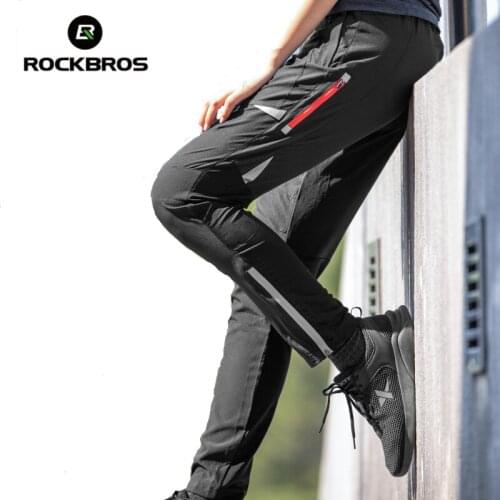 ROCKBROS Light Comfortable Cycling Pants Men Women Spring Summer Breathable Hight Elasticity Sports Pants Reflective Trousers